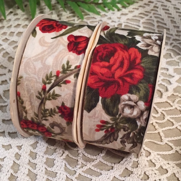 Vintage Floral Fabric Ribbon Five New Spools - Picture 3 of 8